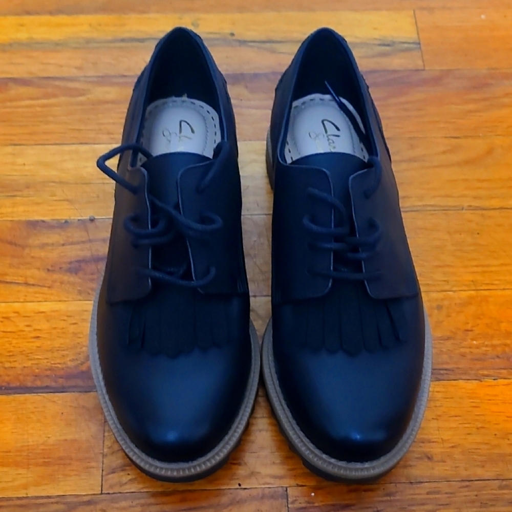 Clarks Black Ribbed Sole Shoes